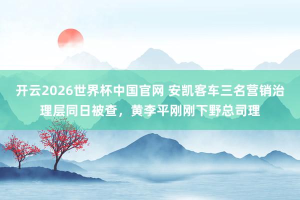 开云2026世界杯中国官网 安凯客车三名营销治理层同日被查，黄李平刚刚下野总司理