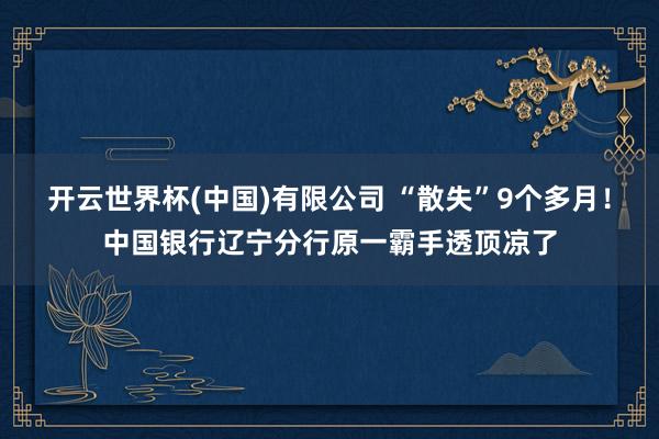开云世界杯(中国)有限公司 “散失”9个多月！中国银行辽宁分行原一霸手透顶凉了