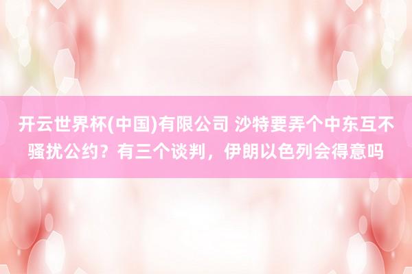 开云世界杯(中国)有限公司 沙特要弄个中东互不骚扰公约？有三个谈判，伊朗以色列会得意吗