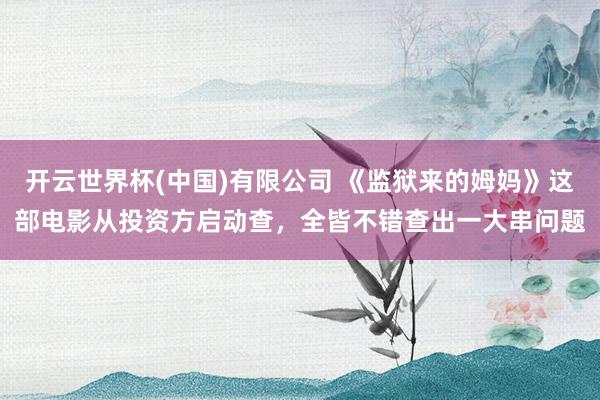 开云世界杯(中国)有限公司 《监狱来的姆妈》这部电影从投资方启动查，全皆不错查出一大串问题