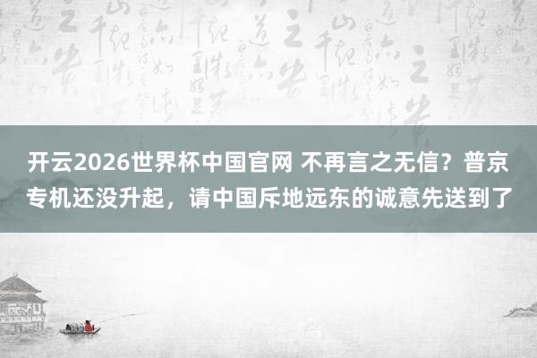 开云2026世界杯中国官网 不再言之无信？普京专机还没升起，请中国斥地远东的诚意先送到了