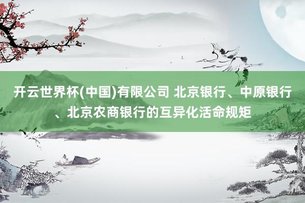 开云世界杯(中国)有限公司 北京银行、中原银行、北京农商银行的互异化活命规矩