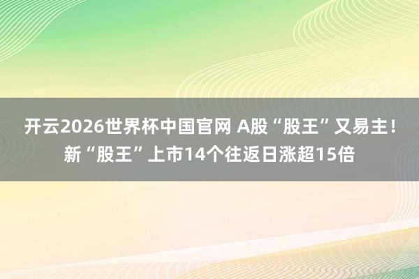 开云2026世界杯中国官网 A股“股王”又易主！新“股王”上市14个往返日涨超15倍