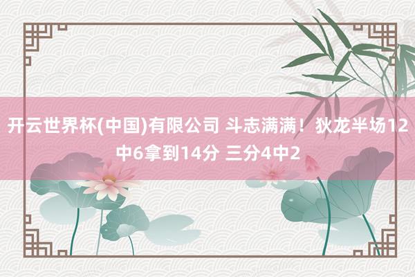 开云世界杯(中国)有限公司 斗志满满！狄龙半场12中6拿到14分 三分4中2