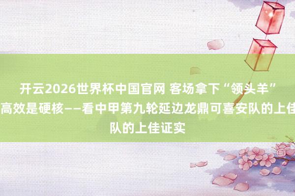 开云2026世界杯中国官网 客场拿下“领头羊” 反击高效是硬核——看中甲第九轮延边龙鼎可喜安队的上佳证实