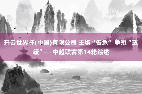 开云世界杯(中国)有限公司 主场“告急” 争冠“放缓”——中超联赛第14轮综述