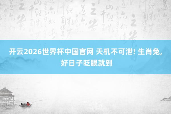 开云2026世界杯中国官网 天机不可泄! 生肖兔， 好日子眨眼就到
