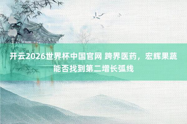 开云2026世界杯中国官网 跨界医药，宏辉果蔬能否找到第二增长弧线