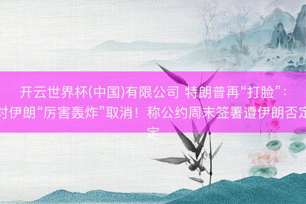 开云世界杯(中国)有限公司 特朗普再“打脸”：对伊朗“厉害轰炸”取消！称公约周末签署遭伊朗否定