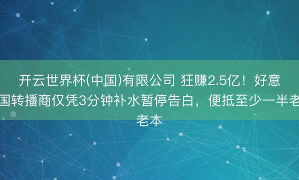 开云世界杯(中国)有限公司 狂赚2.5亿！好意思国转播商仅凭3分钟补水暂停告白，便抵至少一半老本