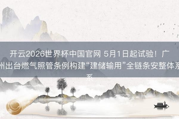 开云2026世界杯中国官网 5月1日起试验！广州出台燃气照管条例构建“建储输用”全链条安整体系