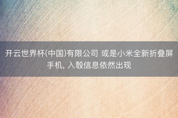 开云世界杯(中国)有限公司 或是小米全新折叠屏手机， 入彀信息依然出现